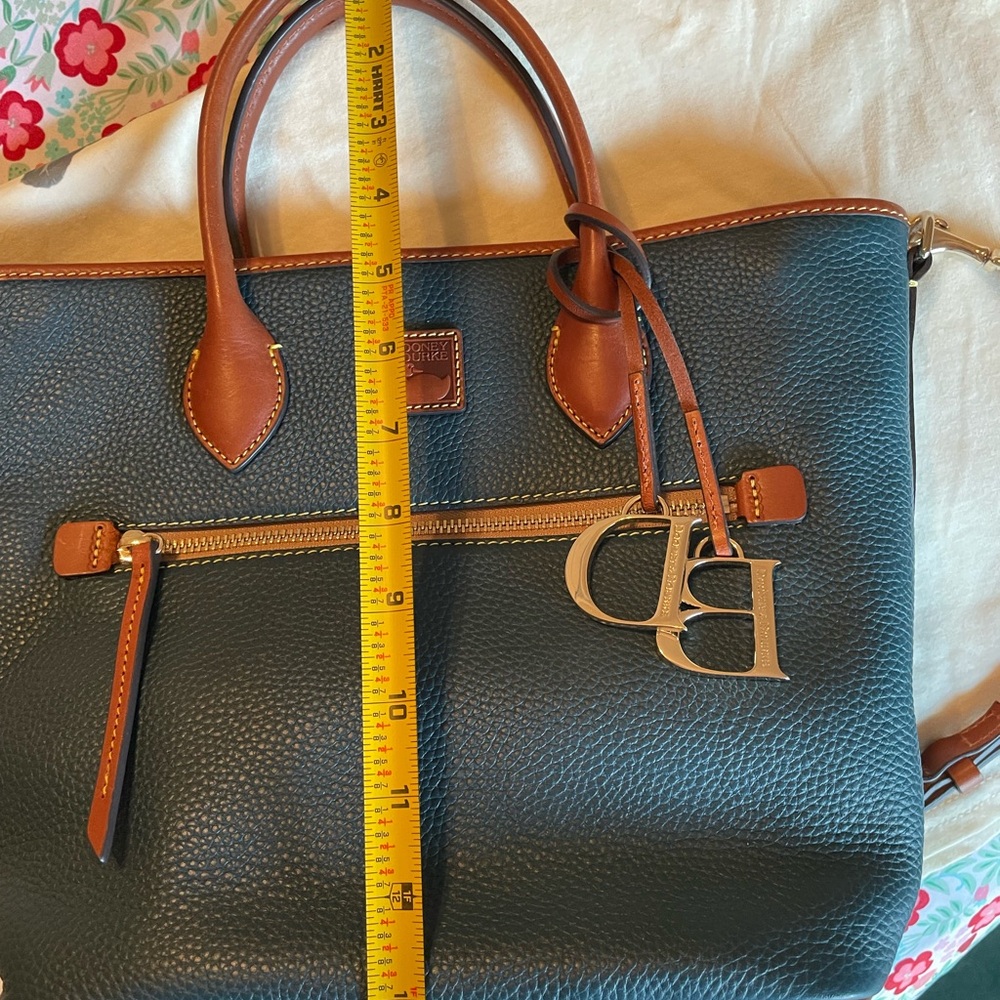 Dooney & Bourke Teal and Tan Leather Tote - Picture 6 of 7